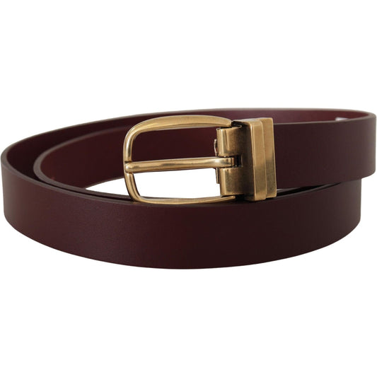 Elegant Brown Leather Belt with Gold Buckle