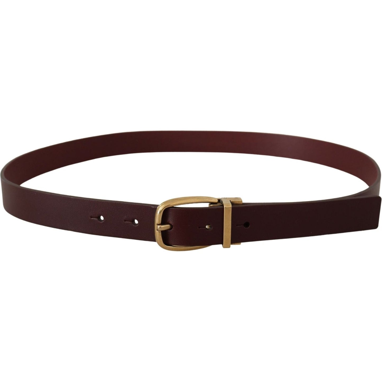 Elegant Brown Leather Belt with Gold Buckle