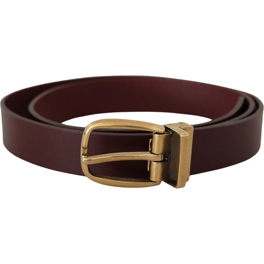 Elegant Brown Leather Belt with Gold Buckle