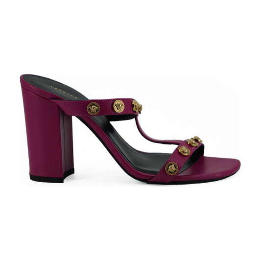 Elegant Purple Calf Leather High Sandals