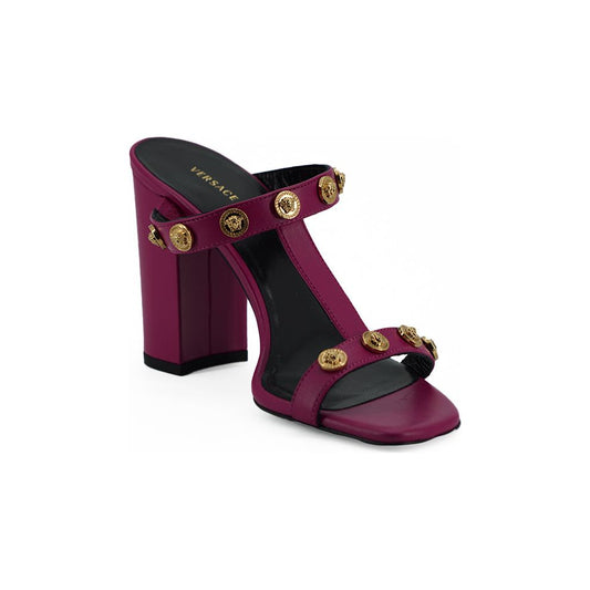 Elegant Purple Calf Leather High Sandals