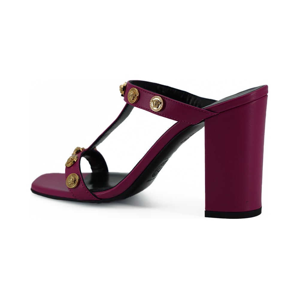 Versace Elegant Purple Calf Leather High Sandals Versace