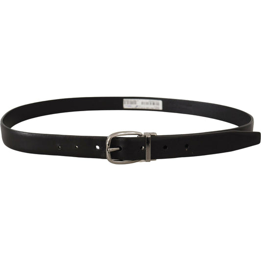 Elegant Black Leather Designer Belt