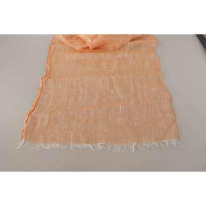 Malo Peach Linen Knitted Shawl Wrap Fringes Scarf