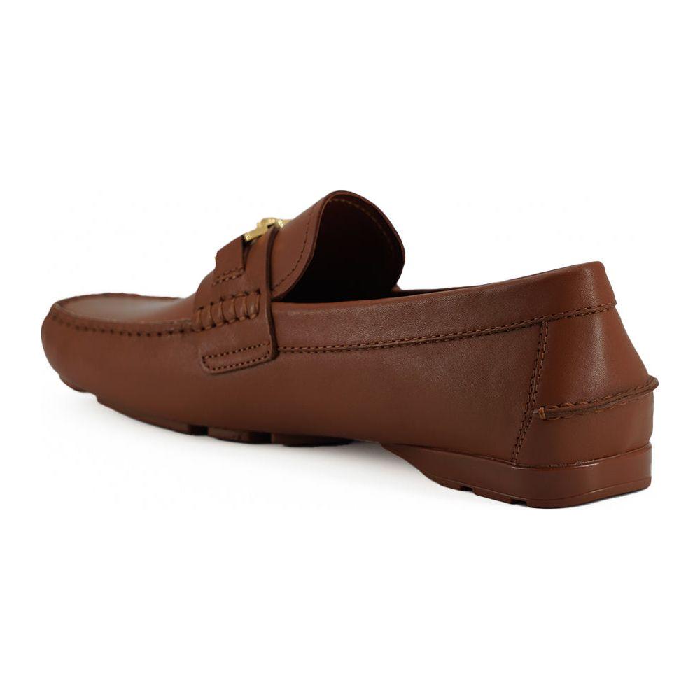 Versace Natural Brown Calf Leather Loafers Shoes
