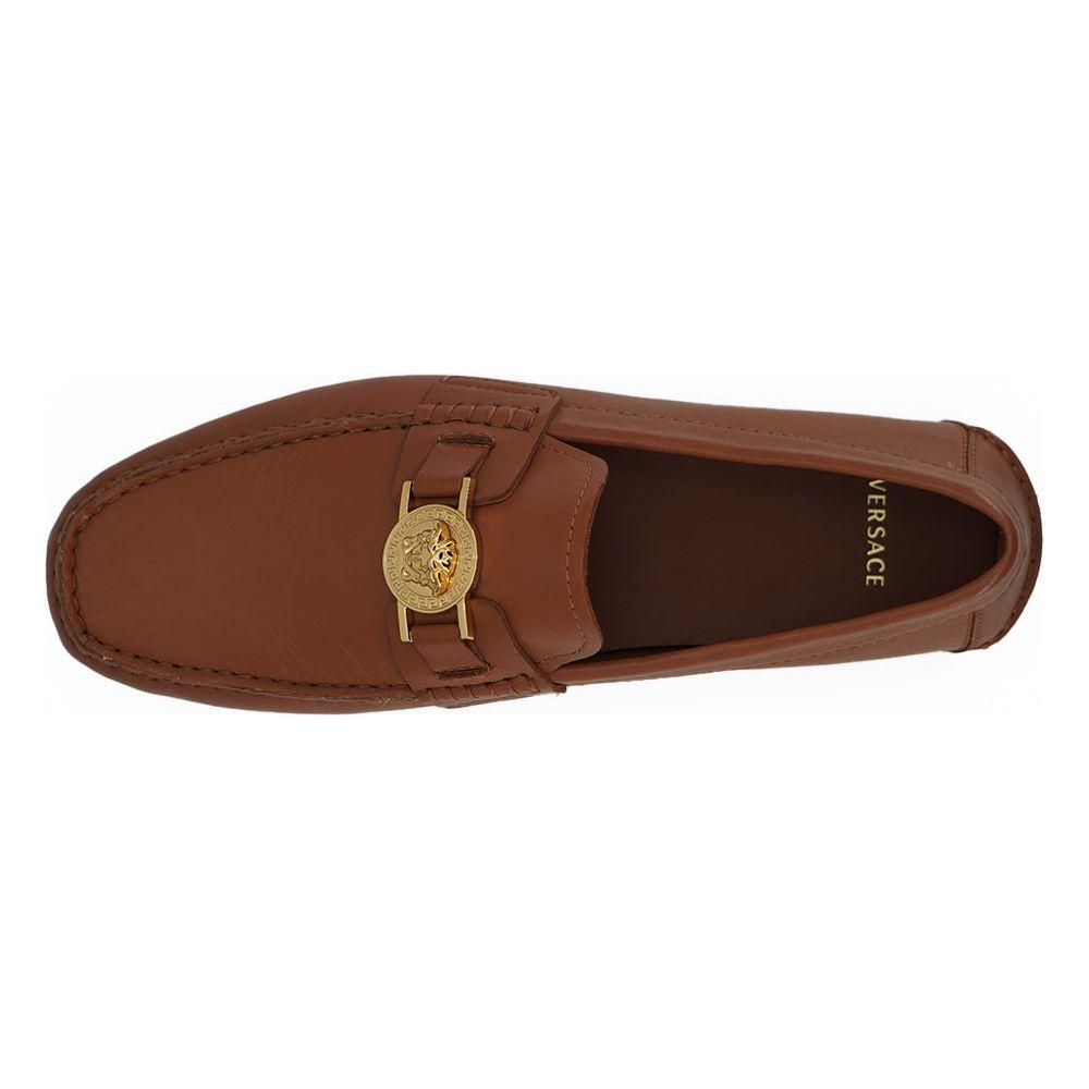 Versace Natural Brown Calf Leather Loafers Shoes