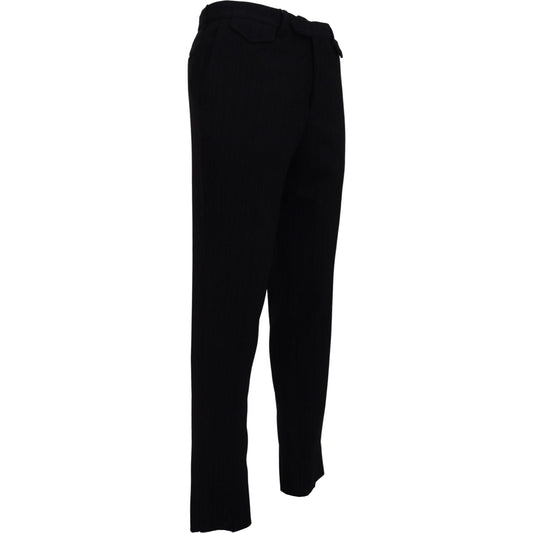 Elegant Black Italian Designer Pants