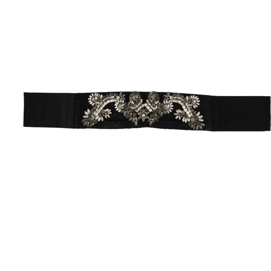 Elegant Rhinestone-Embellished Silk Belt