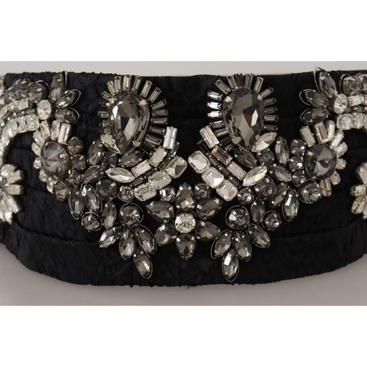 Elegant Rhinestone-Embellished Silk Belt