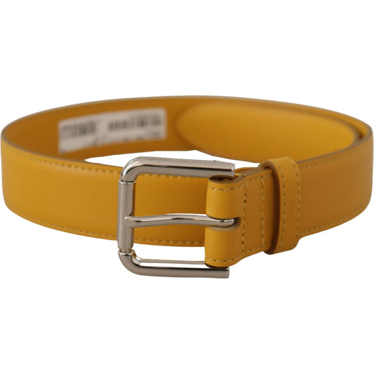 Elegant Leather Belt in Sunshine Yellow