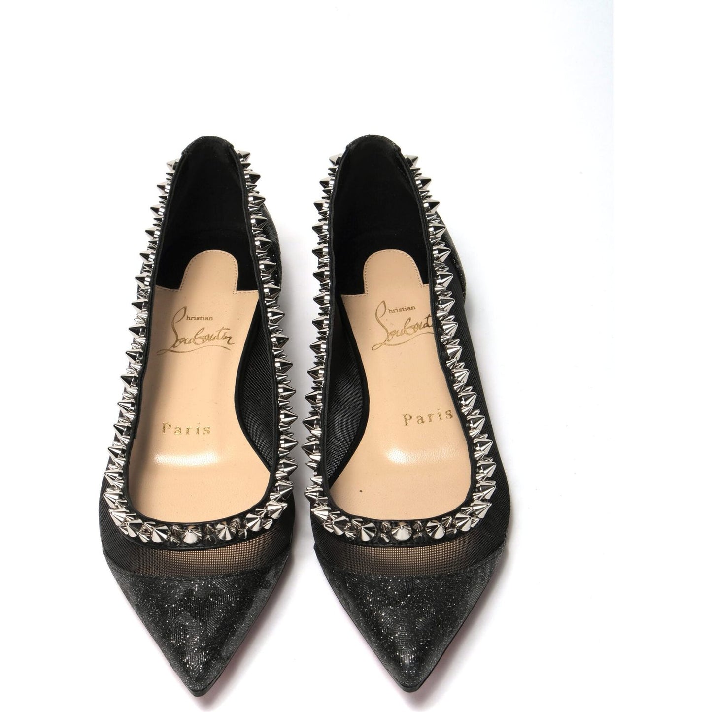 Black Silver Flat Point Toe Shoe