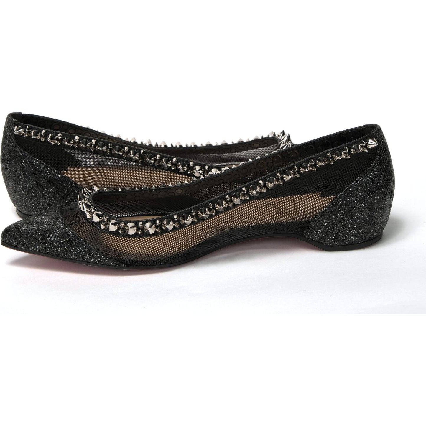 Black Silver Flat Point Toe Shoe