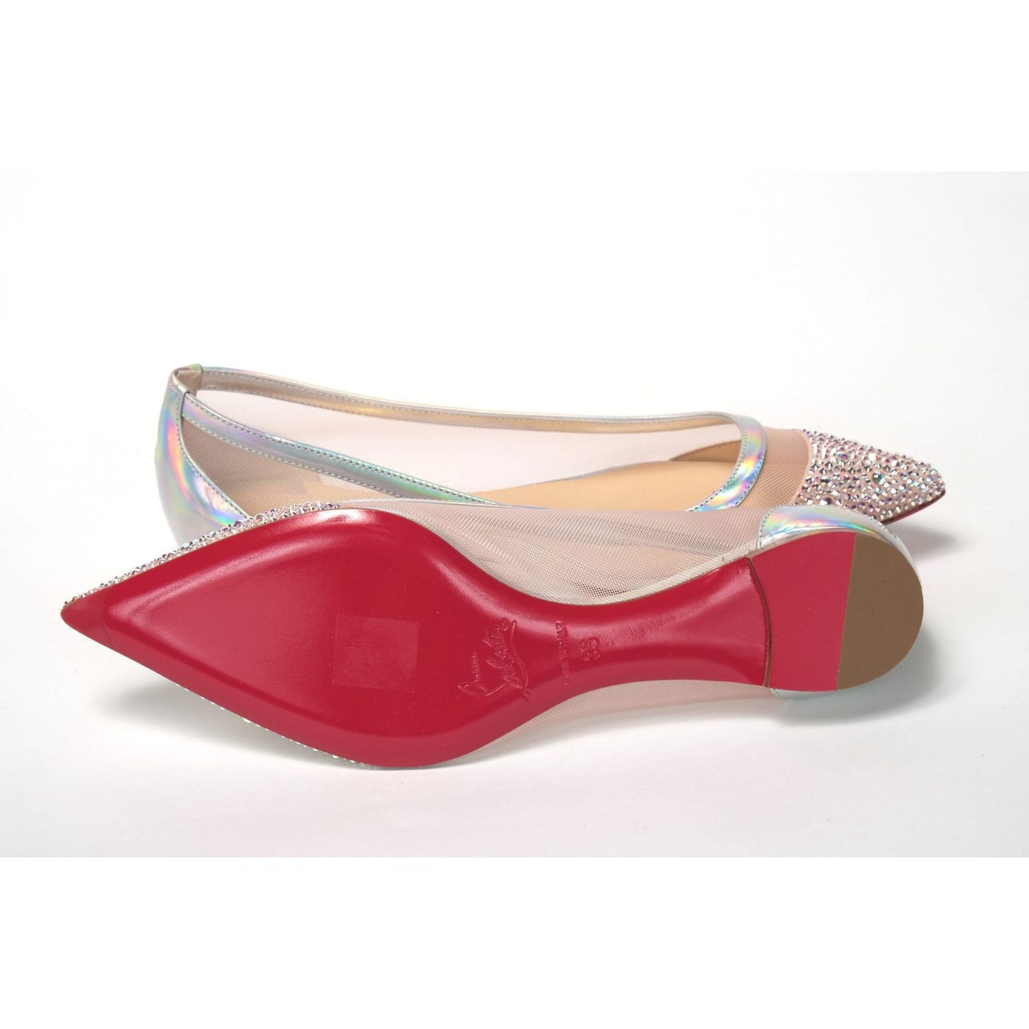 Silver Rose Flat Point Crystals Toe Shoe