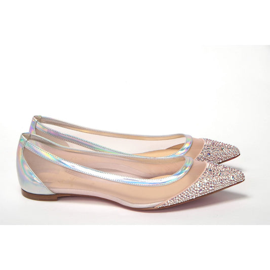 Silver Rose Flat Point Crystals Toe Shoe