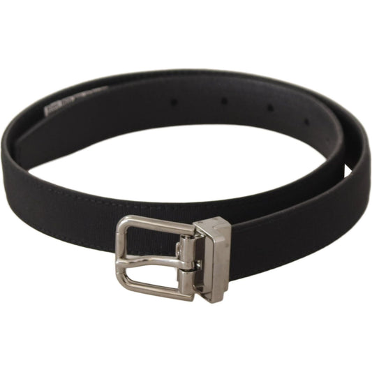 Elegant Black Canvas & Leather Belt