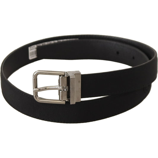 Elegant Black Canvas & Leather Belt