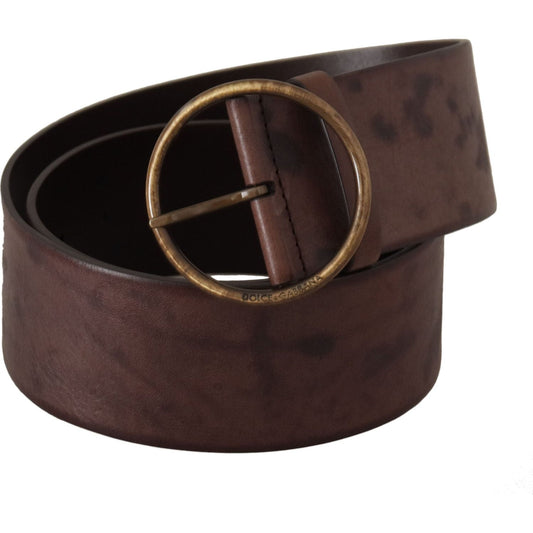 Elegant Dark Brown Leather Belt with Logo Buckle