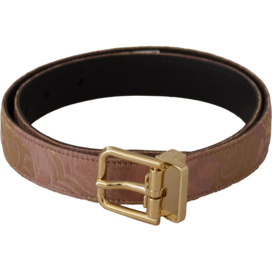 Chic Rose Pink Leather Belt with Logo Buckle