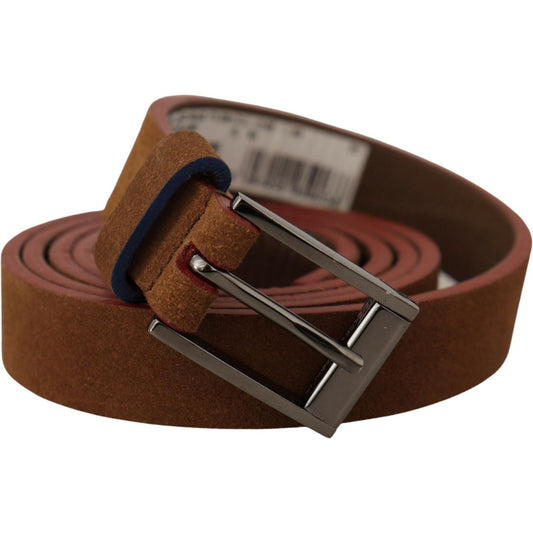 Chic Suede Belt with Logo Engraved Buckle