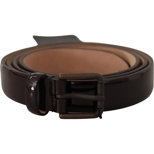 Elegant Black Leather Logo Buckle Belt