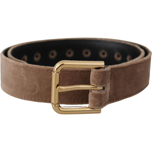 Elegant Velvet Logo Buckle Belt