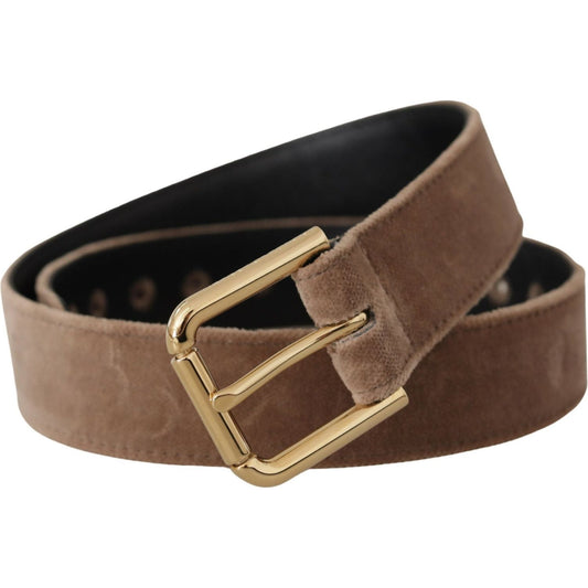 Elegant Velvet Logo Buckle Belt