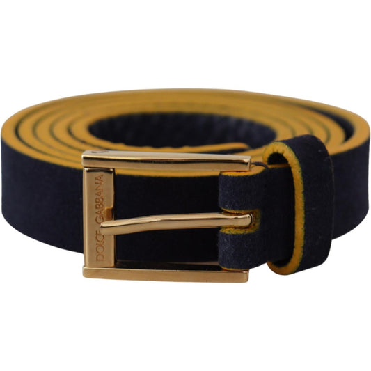 Chic Blue Suede Logo Buckle Belt