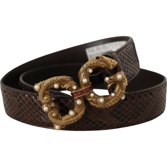 Elegant Snakeskin Leather Belt