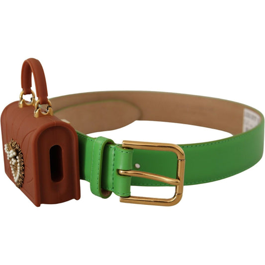 Chic Emerald Leather Belt with Engraved Buckle