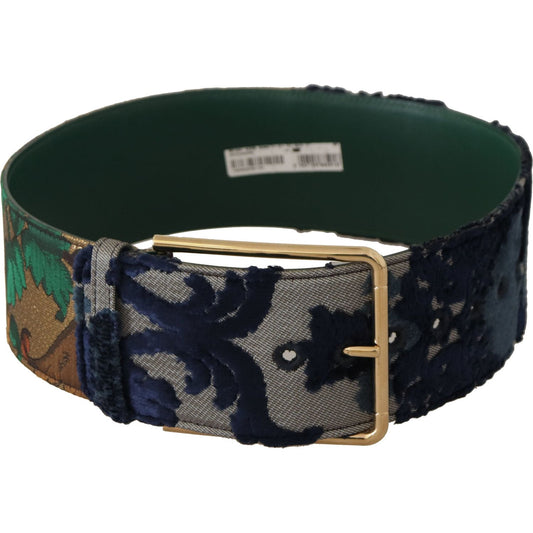 Elegant Green Leather Belt with Logo Buckle