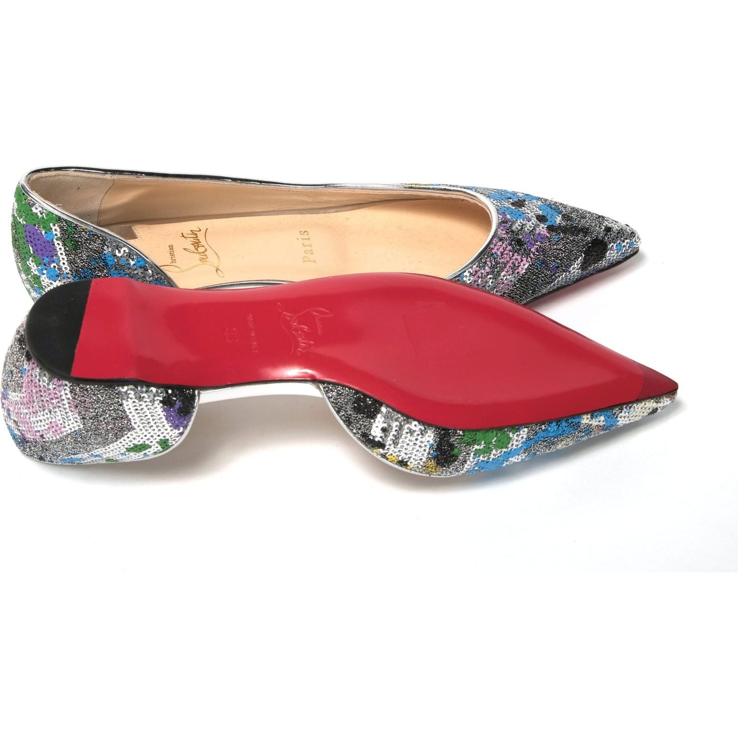 Multicolor Silver Flat Point Toe Shoe