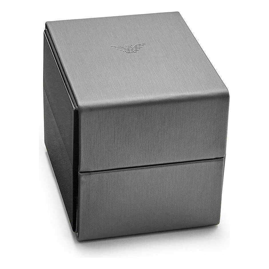 Emporio Armani Brown Steel and Leather Quartz Watch