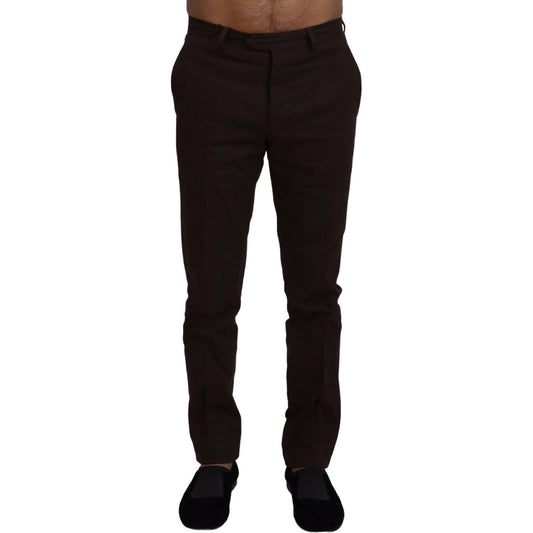 Elegant Brown Cotton Blend Trousers