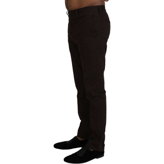 Elegant Brown Cotton Blend Trousers