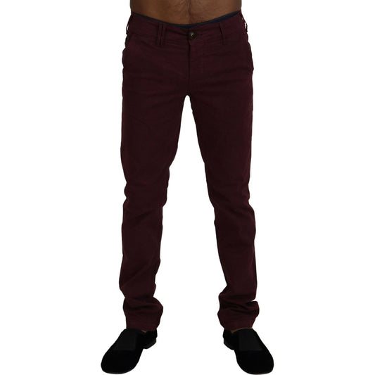 Maroon Skinny Fit Cotton Pants