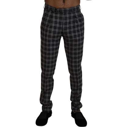 BENCIVENGA Gray Checkered Slim Fit Men Pants