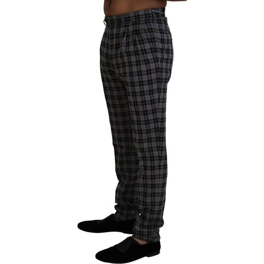 Elegant Gray Checked Gentleman's Chinos