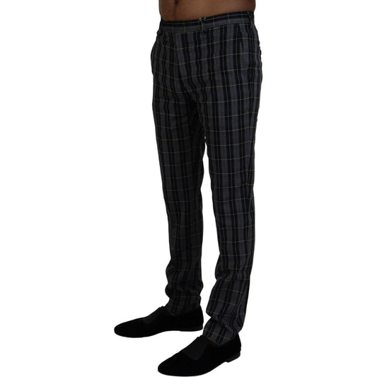 BENCIVENGA Elegant Gray Checkered Wool Chino Pants BENCIVENGA