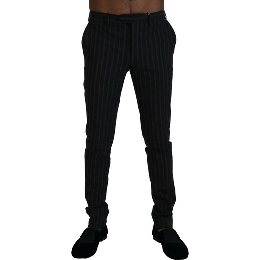 Elegant Striped Viscose Dress Pants for Men