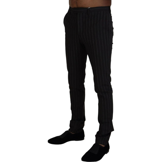 Elegant Striped Viscose Dress Pants for Men