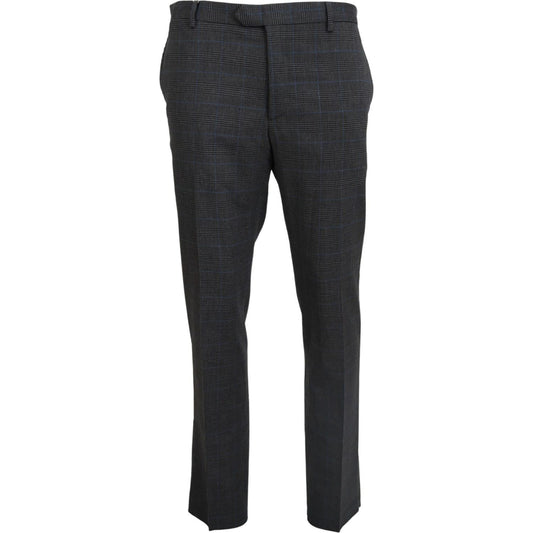 Elegant Checkered Wool Dress Pants for Men