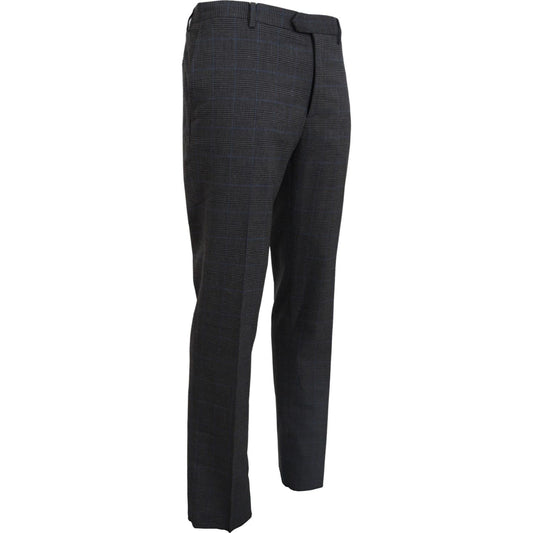 Elegant Checkered Wool Dress Pants for Men