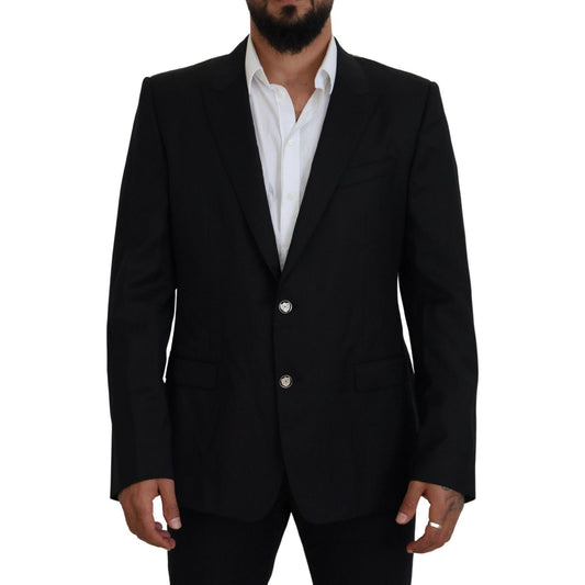 Elegant Black Martini Wool Blazer