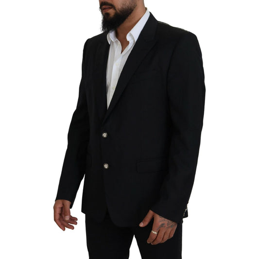 Elegant Black Martini Wool Blazer