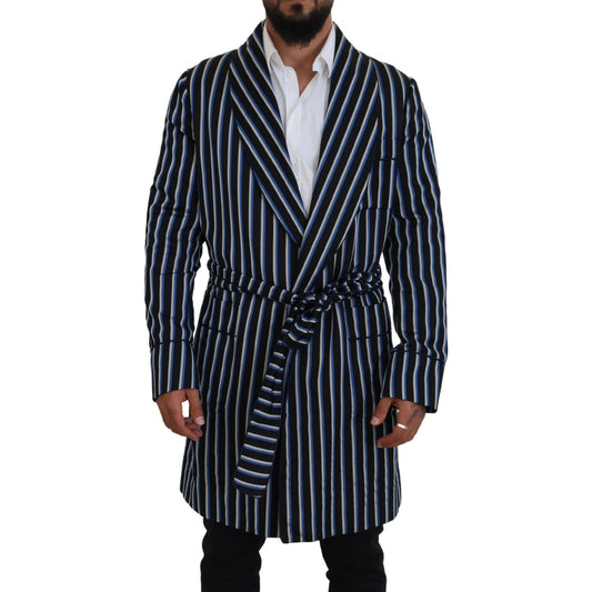 Elegant Striped Silk Blend Robe