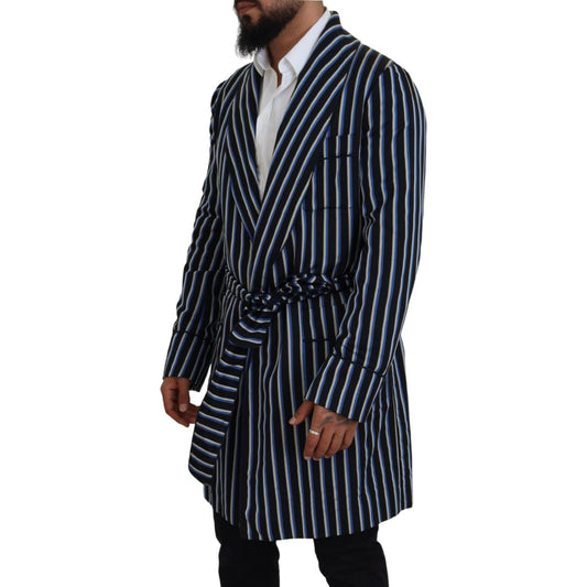 Elegant Striped Silk Blend Robe