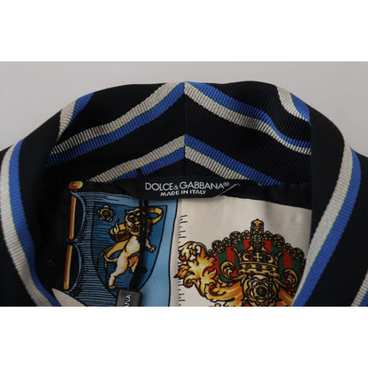Dolce & Gabbana Black Blue Martini Printed Lining Robe