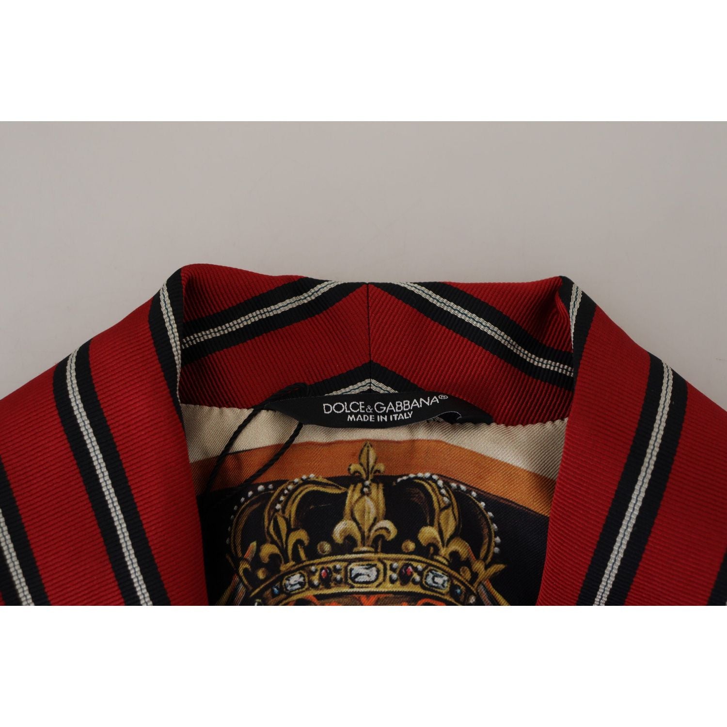 Dolce & Gabbana Red Striped Martini Printed Lining Robe