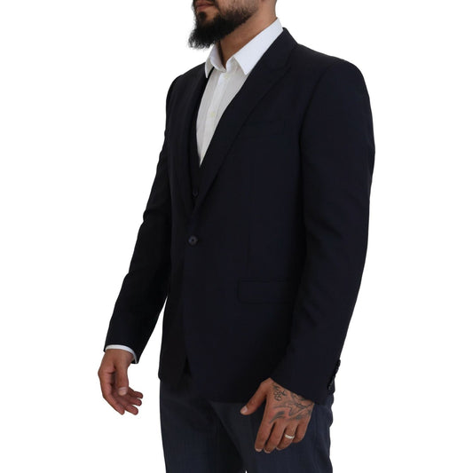 Elegant Navy Wool Blend Martini Blazer Dolce & Gabbana