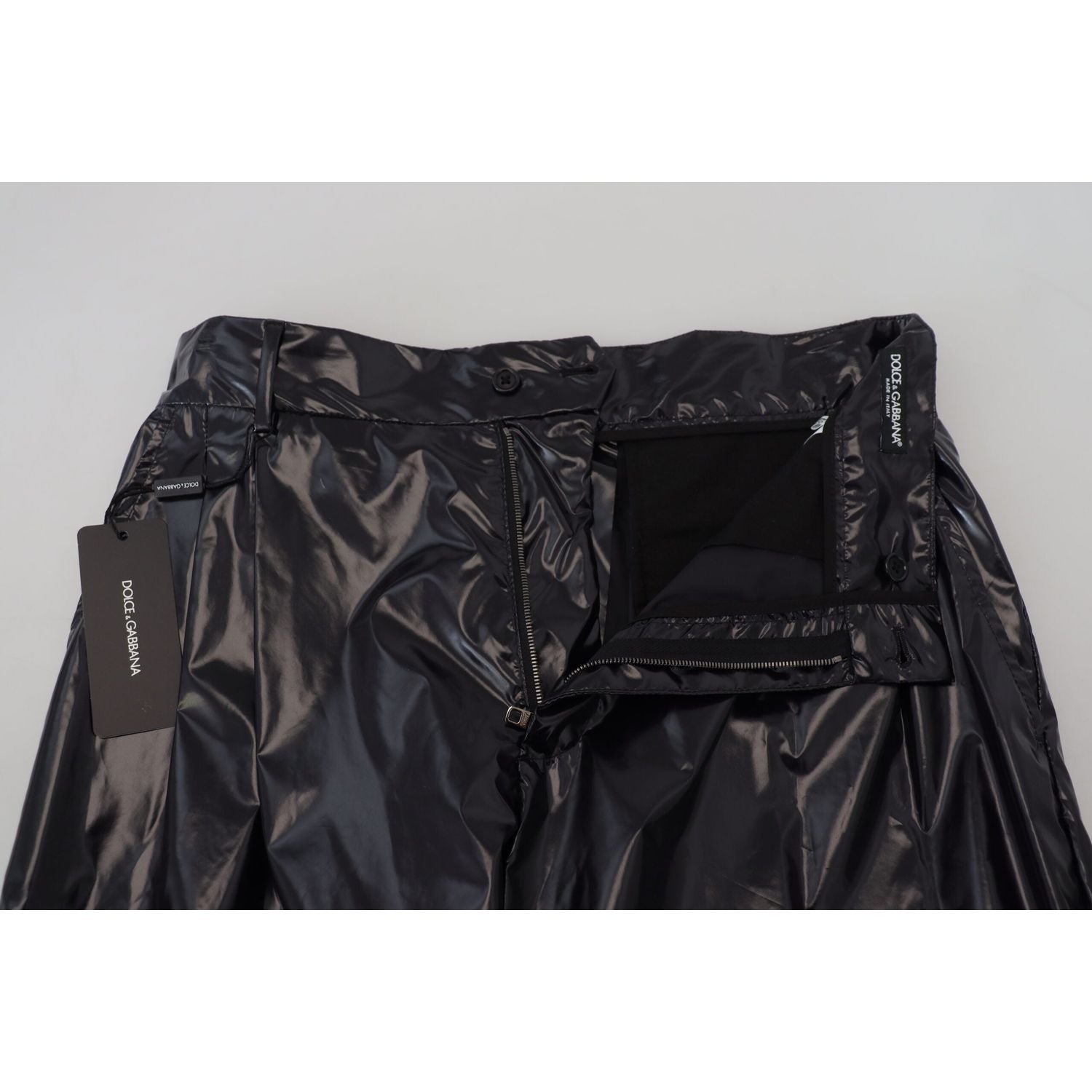 Dolce & Gabbana Black Shining Nylon Skinny Men Pants